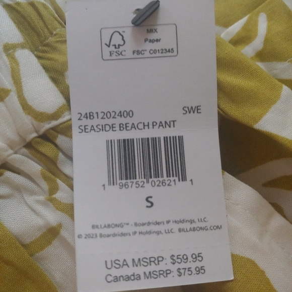 BILLABONG NEW Seaside Beach Pants - Picture 10 of 11